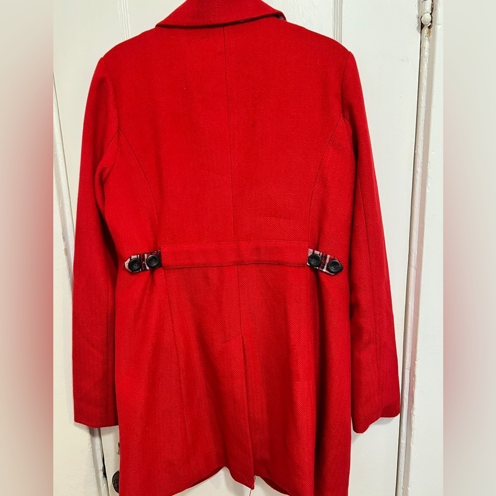 FREE PEOPLE Up The Hill Mid Length Coat Jacket Red Plaid Interior VINTAGE - Picture 6 of 9